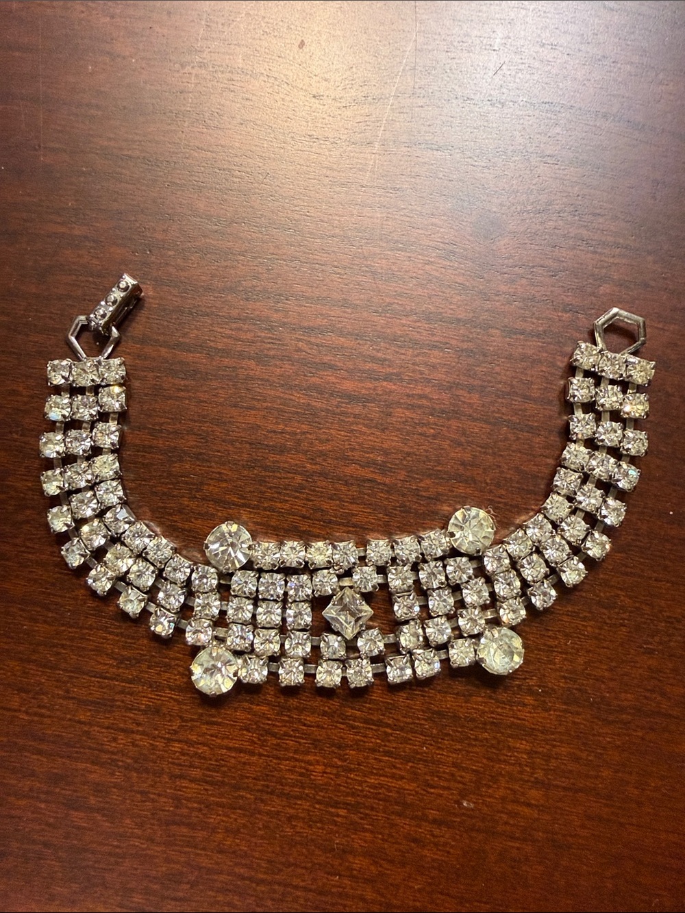 Vintage La Rel Rhinestone Statement Bracelet - Silver Tone 1950’s